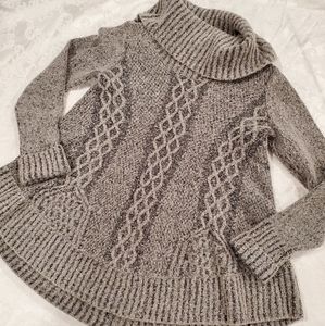 Gray cowl neck knit sweater